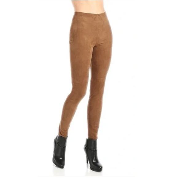 Lysse Faux Suede Leggings High Waisted Pants Pull On Stretch Tan XS NWOT - Picture 1 of 13